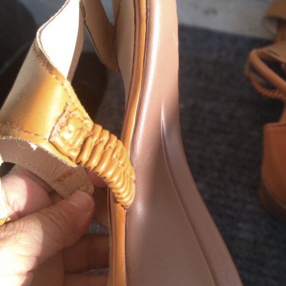 BRONZE OCHRE OPEN TOE SANDALS SHOES ZIP CLOSURE 2" HEEL SIZE 7.5 - Picture 5 of 8